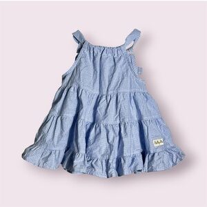 Nelly Madison Girl’s Blue Plaid Sleeveless Adjustable Strap Ruffle Dress Size 2